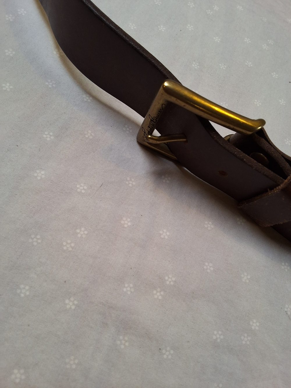 Eddie Bauer Dark Brown Leather Belt with Brass Buckle